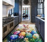 HOBBOY Paillassons Fleurs Sauvages douillets Tapis Lapins et œufs Pâques Dessins animés Mignons Tapis lavables à Motif Aquarelle 180 x 270 cm - Tapis antidérapants à Poils Bas