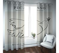 HOBBOY Rideaux de fenêtre Kaki Picasso Art Rideaux occultants pour Chambre à Coucher Salon Chambre d’Enfants Paix Colombe Motif Rideaux Isolés Thermiques 2 Panneaux 2xW140xL245cm