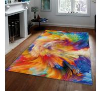 HOBBOY Rubans tourbillonnants 120 x 170 cm Motif Abstrait de tourbillons Arc-en-Ciel Tapis antidérapants à Poil Bas pour Une œuvre Artistique Attrayante Salon Décoration du Sol du Bureau