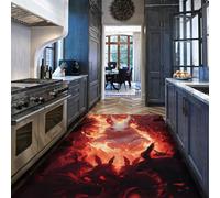 HOBBOY Tapis à Poil Bas Fantasy Gothique Lapin géant éthéré au Milieu de Tapis de Sol à Motif de Magma Flamboyant 180 x 270 cm Décoration d’intérieur Dark Art Style Apocalyptique