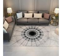 HOBBOY Tapis Abstraits ondulés Petits Motifs de Lignes concentriques et de Points Noirs et Blancs Moquette antidérapante à Poil Bas 120 x 160 cm Décoration Douillette du Salon dans Le Couloir