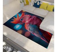 HOBBOY Tapis colorés pour la Zone Perroquet décor Neon City Moquette antidérapante à Poil Bas pour Salon décoration de Sol en Forme d’Oiseau à Plumes Rose Vif 50 x 80 cm