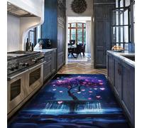 HOBBOY Tapis d’Arbre Dreamy Love 80 x 150 cm Cœurs Lumineux et Tapis antidérapant Blue Pool Fantaisiste Ciel étoilé à Poils Bas pour la décoration de la Chambre