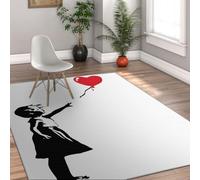HOBBOY Tapis d’Espace 160x200cm Tapis lavables pour Le Salon Ballons Rouges Sol intérieur Moquette antidérapante pour Chambre Chambre bébé Salle Jeux Graffiti Art Rue paillasson à Poil Bas