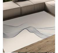 HOBBOY Tapis d’Espace Art Minimaliste 120 x 150 cm Noir et Blanc Motif Lignes fluides abstraites Moquette antidérapante à Poil Bas Salon Sol Salon Décoration