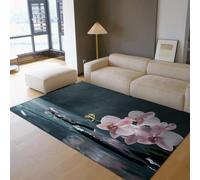 HOBBOY Tapis d’Espace lavables Salon Moderne 60x100cm Moquette Fine Pierres d’orchidée Roses Motif d’ondulation d’Eau sereine Tapis de Sol intérieur pour Restauration Ferme