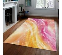 HOBBOY Tapis d’intérieur - Coucher de Soleil Chaud à Rose Rose ombré avec Motif nébuleuse éblouissante paillassons à Poils Bas décoration de Chambre au Ciel étoilé de rêve 120 x 160 cm