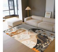 HOBBOY Tapis de Chambre Dreamy Kiss 150 x 240 cm Maman et Fille en Flore s’embrassent Motifs Moquettes Paillassons à Poils Bas Hommage Romantique pour la fête des mères