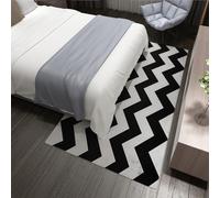 HOBBOY Tapis de Chambre Moderne en Chevron Graphique 80 x 120 cm Motif géométrique en Zigzag Noir et Blanc paillassons Fins Couloir Cuisine entrée décoration du Sol
