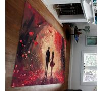 HOBBOY Tapis de Couloir Path of Love 120 x 170 cm - Mariée et marié Marchant dans Une Douche à pétales de Rose Moquette à Poils Bas décoration Romantique de Chambre de Mariage