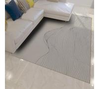 HOBBOY Tapis de Cuisine Abstrait 240 x 300 cm Lignes Noires ondulées audacieuses Motifs fluides paillassons Fins Zone à Fort Passage et décoration contemporaine