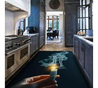 HOBBOY Tapis de Cuisine Mystique Silhouette de Bougie allumée d’Amoureux Dansant dans des Tapis imprimés Brume 150 x 210 cm décoration intérieure Gothique Moderne à Poil Bas