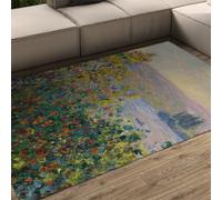 HOBBOY Tapis de Fleurs Sauvages de Printemps 180 x 270 cm Tapis paysagers Riverside Style Peinture à l’Huile impressionniste Tapis de Sol Fin pour la décoration du Salon et de la Chambre