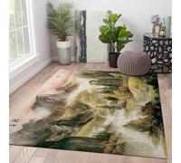 HOBBOY Tapis de Paysage Vintage 120 x 180 cm Peinture Chinoise Misty Valley scène Tapis Mince d’intérieur Lavable à Poils Ras pour Salon Salle d’étude