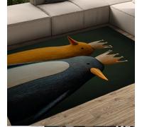 HOBBOY Tapis de Sol Mignon en Dessin animé 3'x4' Tapis à Motif Prince et Princesse Pingouins Tapis antidérapant à Poil Bas Lavable pour la Chambre de bébé Décoration du Salon