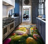 HOBBOY Tapis de Sol Style Pastoral 160 x 200 cm Lama fantaisiste et œufs de Pâques dans des Tapis de Tulipes en Floraison paillassons à Poil Bas faciles à Nettoyer pour Le Coin des Contes d’Histoires