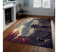 HOBBOY Tapis de Style Japonais Tapis d’intérieur extérieur Tapis de Sol de Montagne de Neige Tapis de Porte de Sol Rétro Build & Warrior Print Tapis lavables 80 x 120 cm