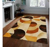 HOBBOY Tapis de Zone du Milieu du siècle 180 x 240 cm Motifs Modernes de Cercles géométriques et arcs Patchwork Tapis Fins mosaïque rétro Artistique Salon décor Bureau