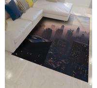 HOBBOY Tapis décoratifs Urban Skyline 60 x 100 cm Motifs urbains Bâtiments Moquette pour Cuisine Appartement Paysage Urbain Tapis Sol antidérapant à Poil Bas