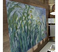 HOBBOY Tapis Floral Vibrant 150 x 240 cm Tapis botaniques du Jardin d’Iris Jaunes avec arrière antidérapant Style impressionniste Peinture à l’Huile Tapis de Sol à Poils Bas