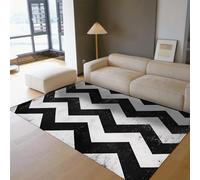 HOBBOY Tapis géométrique Vintage 60 x 90 cm Motif rayé zébré Noir et crème paillassons Fins Ferme Moderne Industrielle décoration du Sol dans Le Couloir et entrée