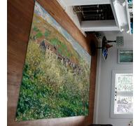 HOBBOY Tapis Spring Orchard 140 x 180 cm Tapis paysagers Branch d’amandier et Village Style Peinture à l’Huile Tapis de Sol Fin pour la décoration du Sofa de la Salle d’étude