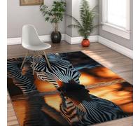 HOBBOY Thème Prairie 160 x 220 cm Tapis de Surface Tapis à Poils Bas Moquette Tapi de Cuisine Noir et Blanc à Motif zébré Motif de Cuisine pour Bureau dans Le Couloir Décoration de l’intérieur