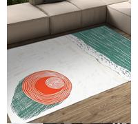 HOBBOY Vert & Blanc Tapis Tropical Plage Vagues Paysage Rouge Chapeau de Soleil Motif Ultra Mince Tapis de Sol pour Chambre D’Enfant Salle De Lecture Salle De Jeux 60 x 120 cm