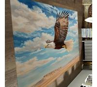 HOBBOY Wildlife Art Tapis d’intérieur 120 x 150 cmMajestic Eagle Over Plains Paysage Tapis antidérapant Fin Wilderness Esthétique Décoration du Sol Facile à Nettoyer