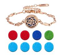 Hobbspring 1 bracelet diffuseur d'huiles essentielles, bracelet d'aromathérapie en acier inoxydable, 13,5 cm de long, bracelet diffuseur à maillons ovales réglables avec 8 tampons de recharge pour