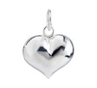Hobbspring 1 breloque en forme de cœur en argent sterling 925 gonflé en forme de cœur 3D avec anneau de flexion pour la fabrication de colliers, de bracelets et de bijoux faits maison, Argent sterling