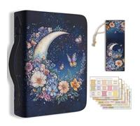 Hobbspring 1 grande housse biblique 20,3 x 28,5 x 5,9 cm en cuir synthétique avec marque-page, ciel étoilé, lune, motif floral, bible, sac de transport pour femmes et hommes, carnets de notes de Bible