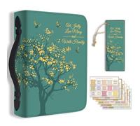 Hobbspring 1 grande housse de bible 20,3 x 28,5 x 5,9 cm en cuir synthétique avec marque-page, arbre de vie, sac de transport pour femmes et hommes, carnets de notes de Bible chrétienne, sac de