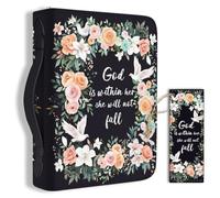 Hobbspring 1 grande housse de bible 20,3 x 28,5 x 5,9 cm en cuir synthétique avec marque-page, colombes et fleurs, sac de transport pour femmes et hommes, cahiers de bible, accessoires de transport