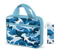 Hobbspring 1 housse de livre biblique 27 x 20 cm - Motif requin - Poisson de mer - Élégant - Protection biblique - Avec poignée et poche zippée - Accessoire de journal intime pour hommes et femmes
