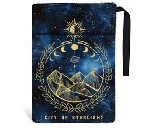 Hobbspring 1 housse de livre, en polyester, 34 cm x 24 cm, avec motif de montagnes nocturnes, protection du livre, avec fermeture éclair et poche avant, cadeau d'anniversaire pour les étudiants, les