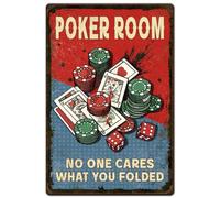 Hobbspring 1 plaque en métal vintage 20 x 30 cm rétro fer cube de poker panneau salle de poker No One Cares What You Poster plié pour la maison, la salle de jeux, les cafés, les bars, les pubs, la