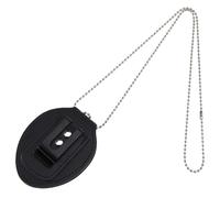 Hobbspring 1 porte-badge de police ovale avec rivets et chaîne en fer, porte-badge universel en cuir de vachette, clip de ceinture pour agents de la loi, agents d'exécution