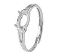 Hobbspring 1pc 925 Bague en Argent Sterling avec Lunette Vierge 4 griffes Réglables Cabochon Anneau de Montage 3x4mm Plaqué Platine Ovale Cabochon Prong Anneau pour la Fabrication de Bijoux
