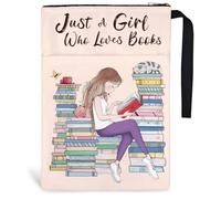Hobbspring 1pc Couverture de Livre de Lecture pour Fille en Polyester avec Fermeture Éclair et Poche Avant Cadeau D'Anniversaire de Noël pour Étudiants Enseignants 34cm x 24cm