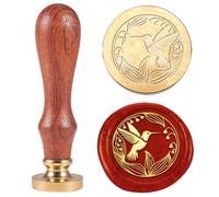 Hobbspring 1pc Oiseaux Cachet de Cire Cachet de Cire Oiseau Vintage avec Muguet Cachet de Cire Tête en Laiton Amovible de Cadeau de Noël 25mm avec Manche en Bois Carte D'Invitation Cachets de Cire