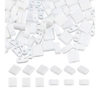 Hobbspring 300Pcs Perles de Rocaille en Verre à 2-Trous 2 Tailles Perles de Tila en Verre Blanc Perles Carrées Rectangulaires Plates Perles D'Espacement en Vrac Tila pour la Fabrication de Bijoux