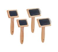 Hobbspring 4 pièces Brosse en Laine Cardeurs à Main Brosse à Lisser Aiguille Brosse à Feutrage avec Manche en Bois Massif Couleur Blé pour Chiens Projet de Feutre Artisanal de Filage et de Tissage
