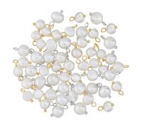 Hobbspring 48Pcs Charms de Perles d'Eau Douce Blanc Charms en Perles de Culture Naturelles Ovale Breloques Pendentifs avec Broches en Laiton Charms Femmes pour Collier Bracelet à Bricoler