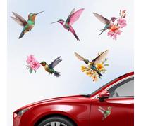 Hobbspring 5 Styles Oiseaux Autocollants de Voiture Colibri Décalcomanies en Vinyle Belles Fleurs D'Oiseaux aux Couleurs Vives Décoration en Plastique Autocollants pour Auto Voitures 15.5x14.8cm