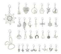 Hobbspring 60 pcs Clip Sur Charms avec Fermoirs Mousquetons 30 styles Assortis Argent Antique Charms Pendentifs Styles Mixtes Alliage Pendentifs Pendants Bijoux Accessoires
