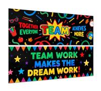 Hobbspring Bannière de l'équipe Poster Étoiles colorées Matériel d'écriture Tableau et décoration murale pour enseignant Travail de rêve Poster éducatif Salle de classe Maternelle 2 pièces