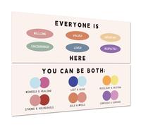 Hobbspring Bannière Santé Mentale Poster Mots Doux Tableau et Décoration Murale pour Enseignant Tout le monde Est Aimé Ici Affiches Éducatives Salle de Classe Jardin d'enfants 2 Pièces