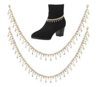 Hobbspring Bling Jewelry Pendentif de chaussure en alliage et strass Chaîne de chaussures avec pompon Bling Accessoires de chaussures Cristal Lacets Chaîne pour sabots Sandales Chaussures Accessoires