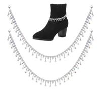 Hobbspring Bling Jewelry Pendentif de chaussure en alliage strass Chaîne de chaussures pompon Bling Accessoires de chaussures Cristal Lacets Chaîne pour sabots Sandales Chaussures Décoration